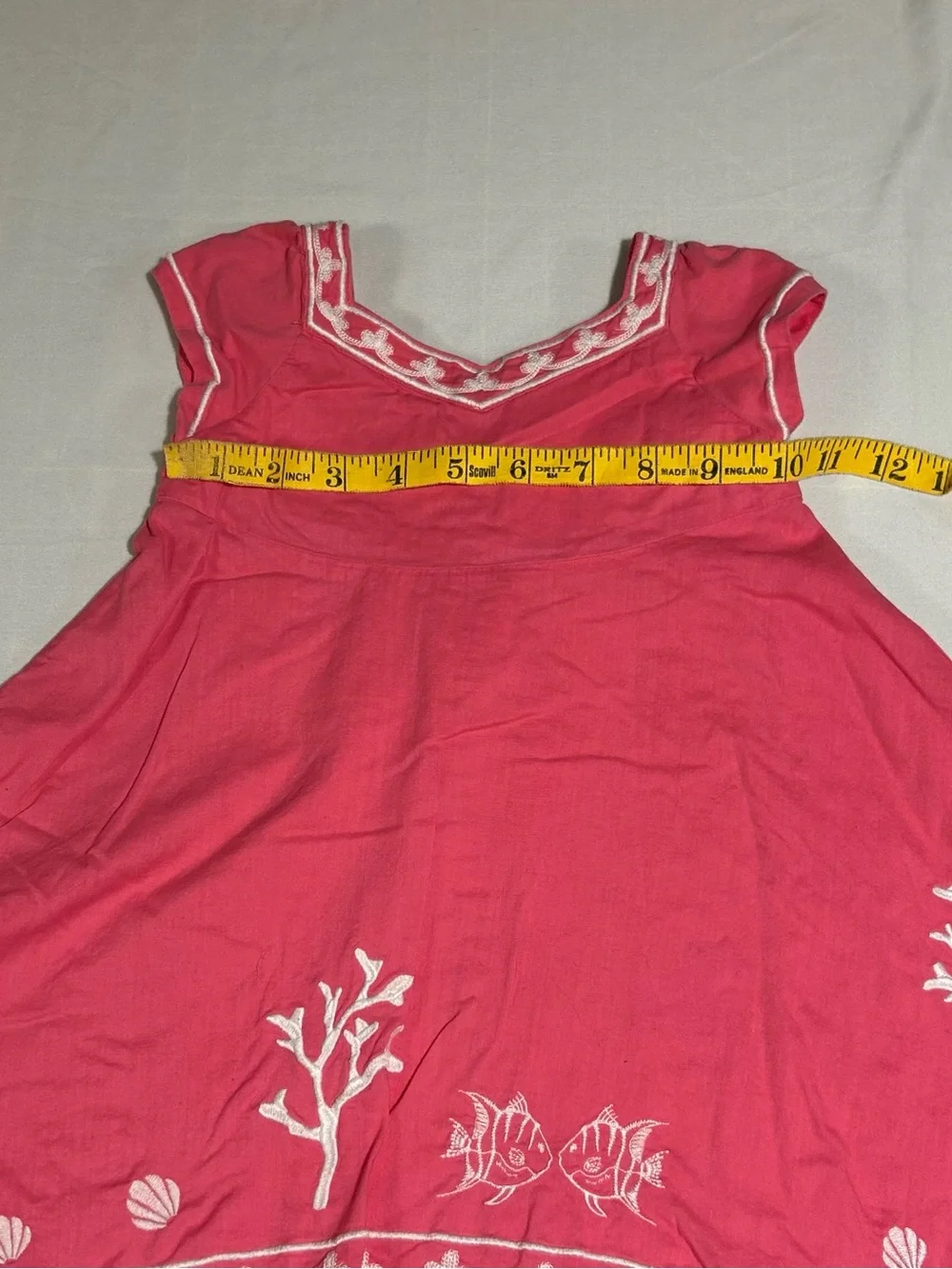 Gymboree Girls 12-18 Months Pink Sea Embroidered Handkerchief Hem Dress Beach